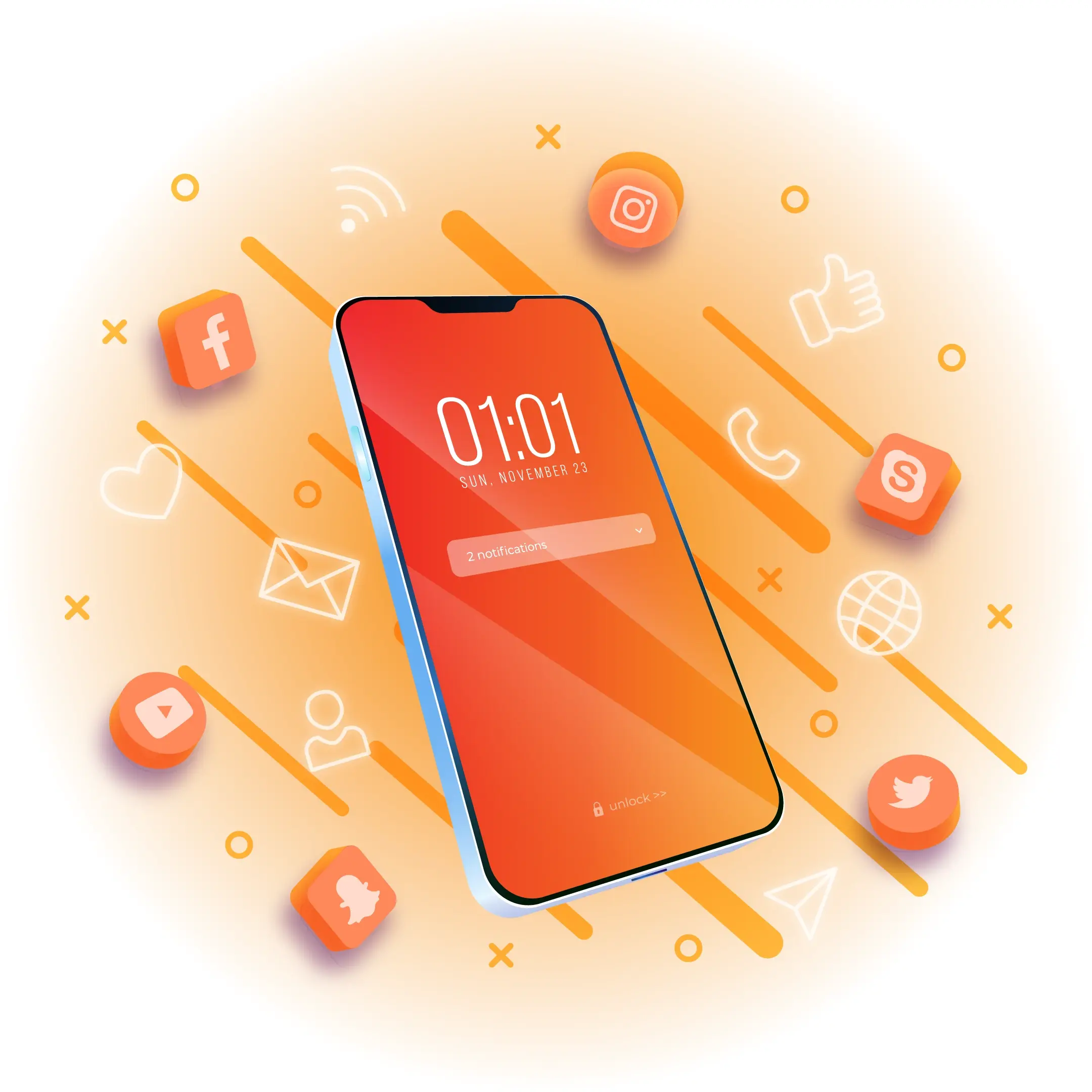 Smartphone with app icons representing mobile app and AI review content.