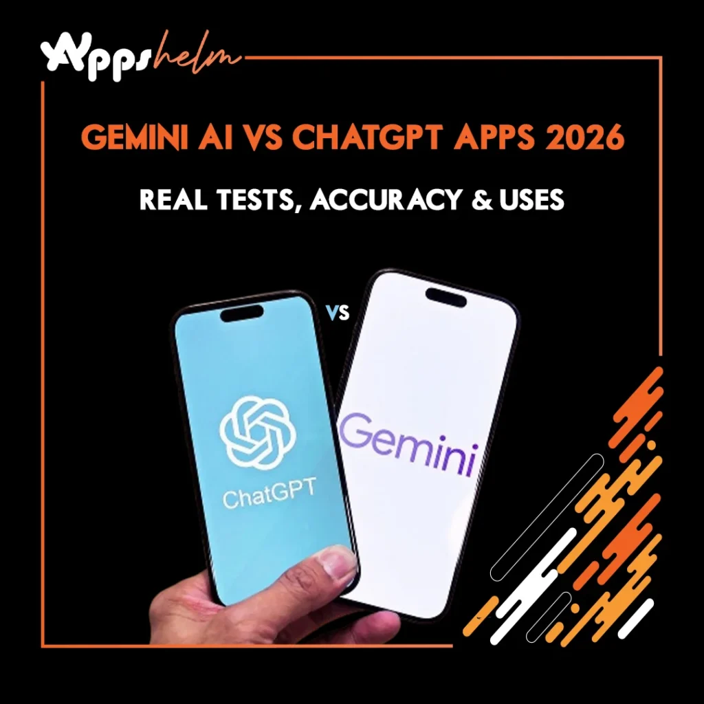 Comparison of Gemini AI and ChatGPT mobile app interfaces in 2026
