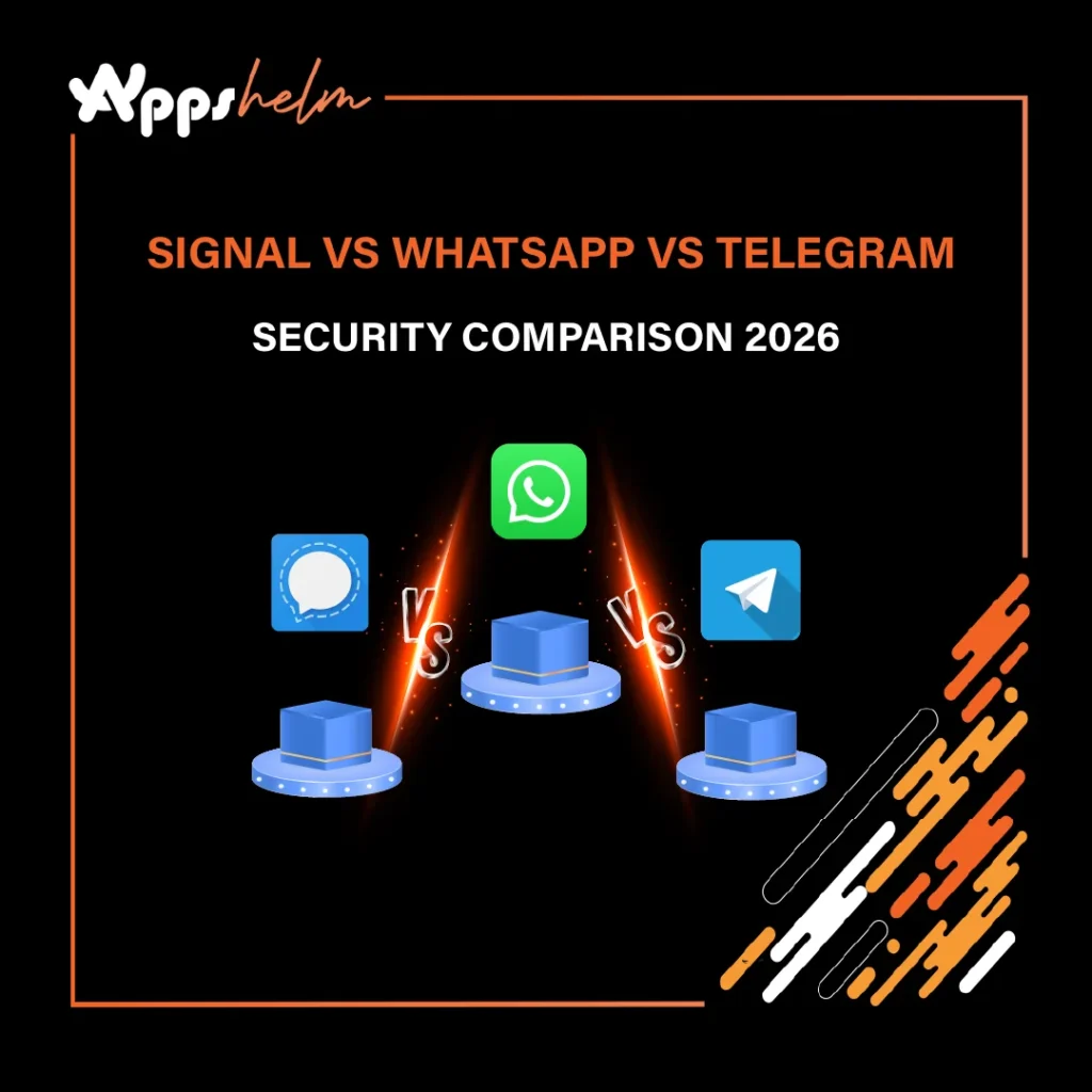 Comparison infographic of WhatsApp, Signal, and Telegram security features in 2026.